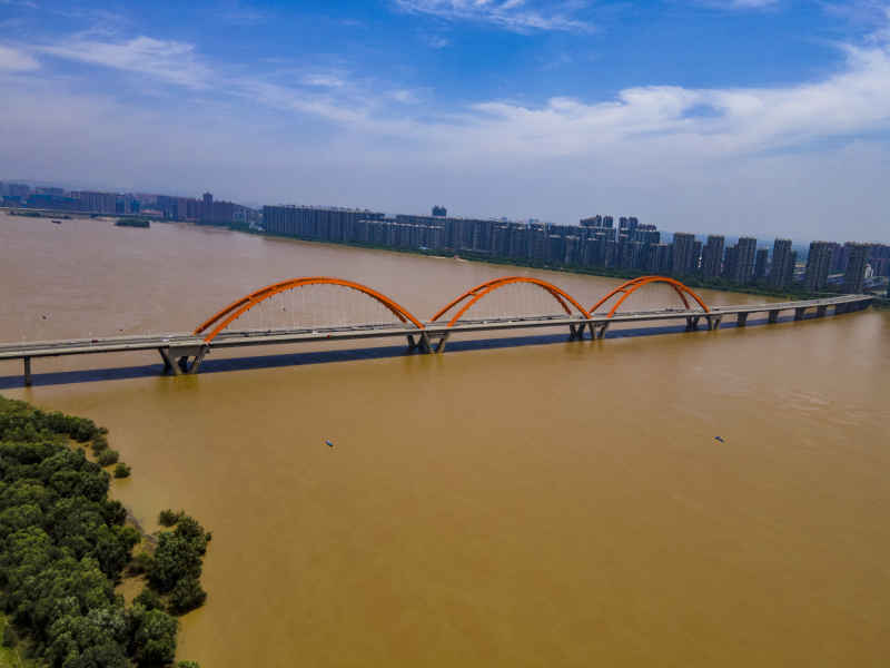 湖南长沙福元路湘江大桥航拍摄影图 
