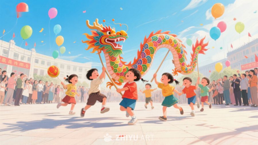 儿童舞龙庆祝节日 22