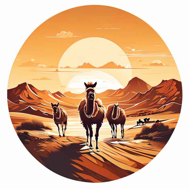 驼队沙漠丝绸之路元素插画 14