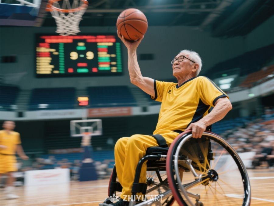 轮椅篮球运动员投篮瞬间 642