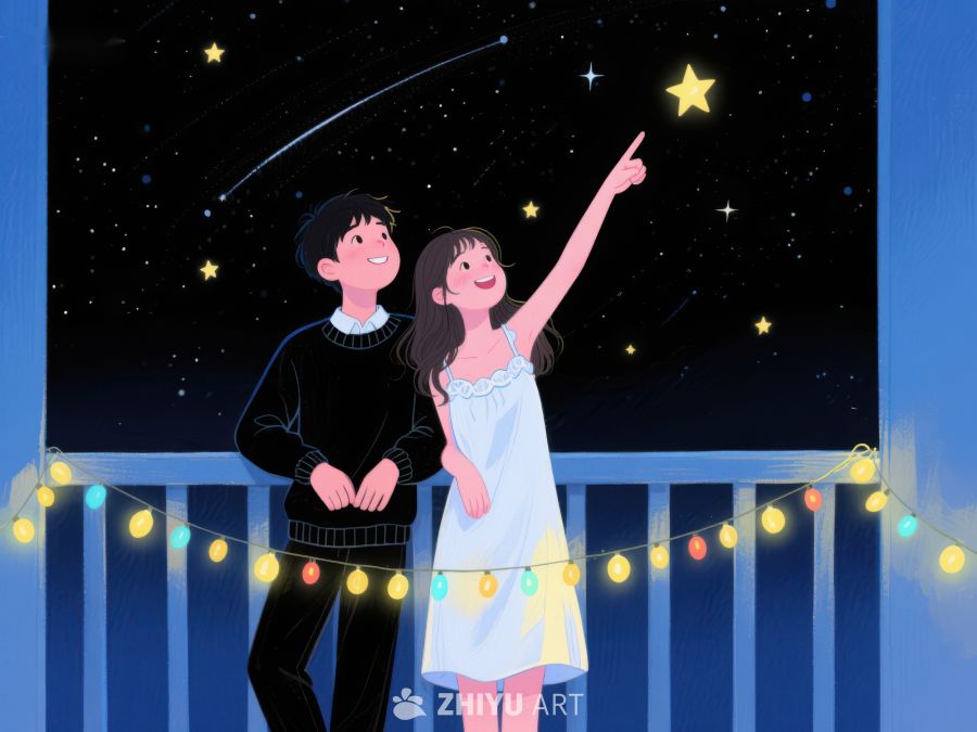 夜空下情侣共赏流星 977