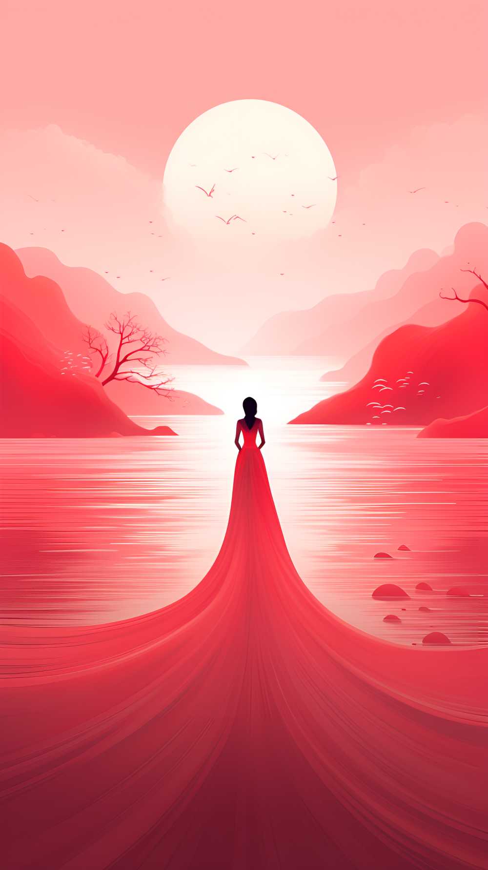 红色唯美背景意境