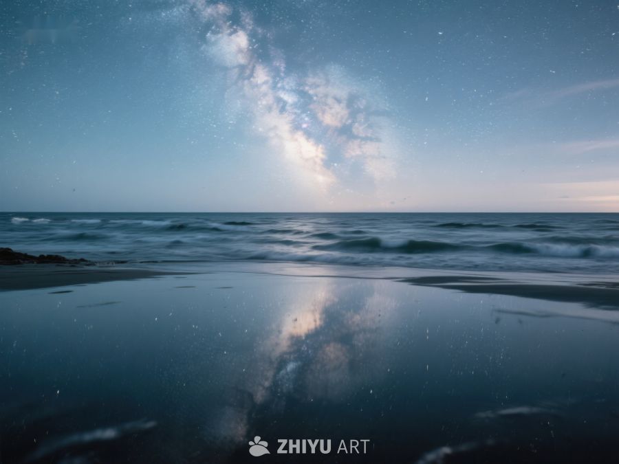 星空下的海滩倒影 183