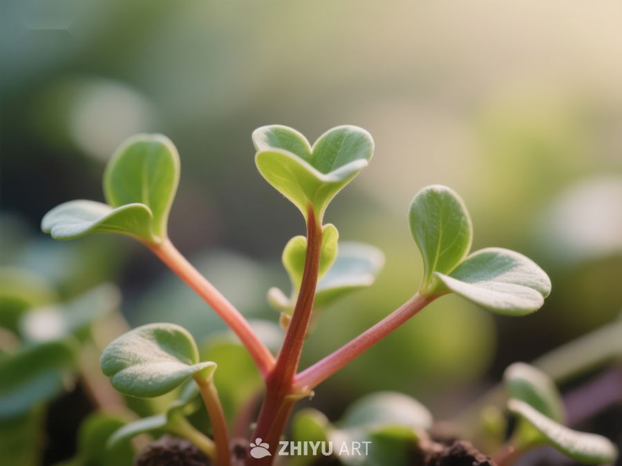 新生绿芽在阳光下茁壮成长 375
