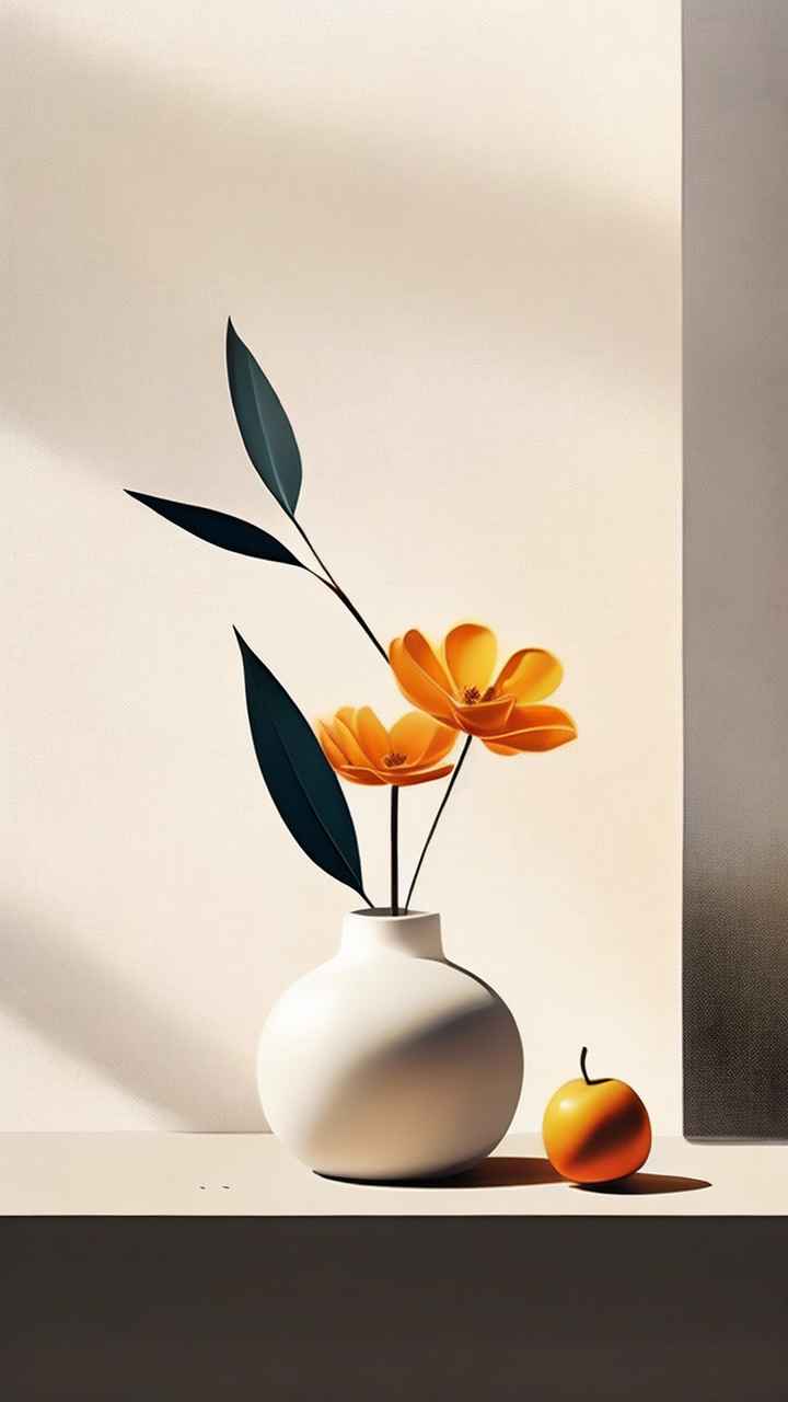 极简主义元素花朵和树枝插画