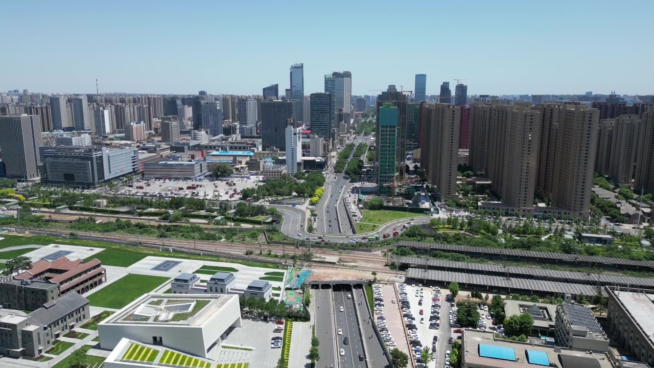 河北石家庄城市风光航拍
