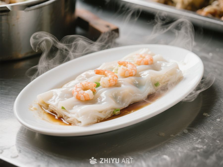 热气腾腾的虾仁肠粉 926