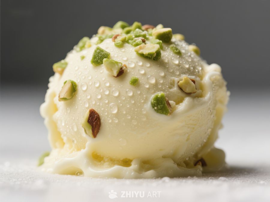 奶油冰淇淋球配碎 pistachio