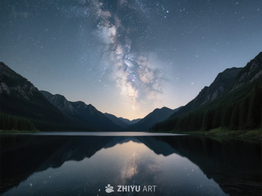 星河映湖，山峦静谧夜景 148
