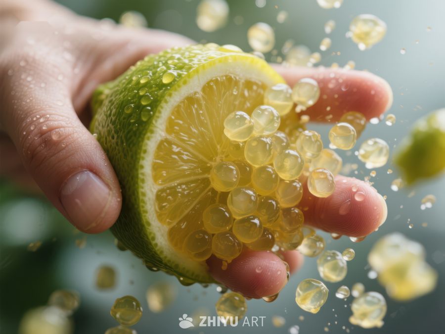 手挤柠檬，汁液四溅 513