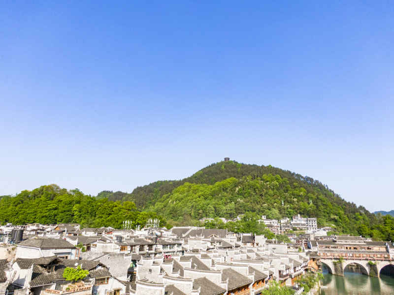 湖南湘西凤凰古城航拍