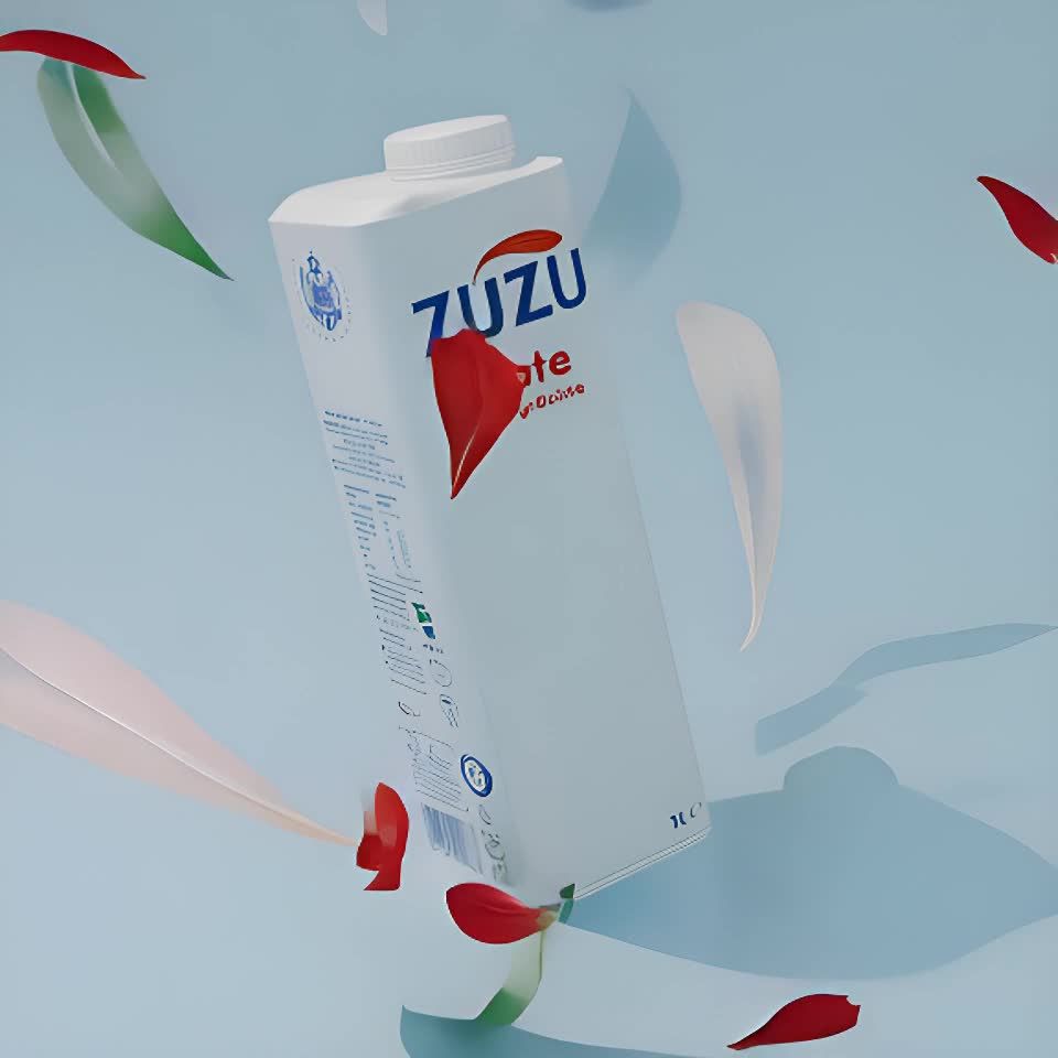一个白色牛奶纸盒，上面印有“ZUZU lapte”