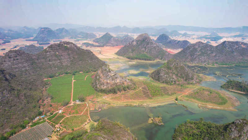 航拍云南普者黑5A景区风景