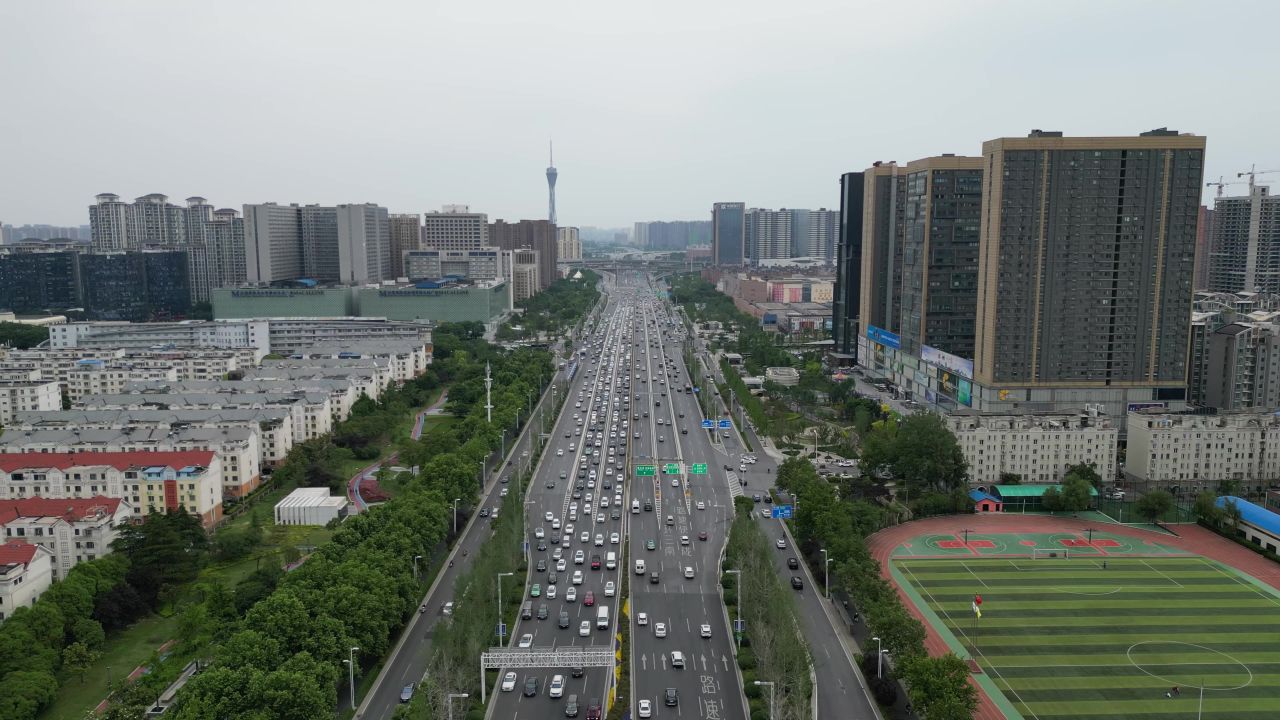 河南郑州城市交通航拍