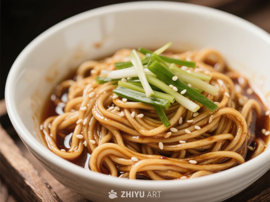 香辣面条配葱花和芝麻 1266