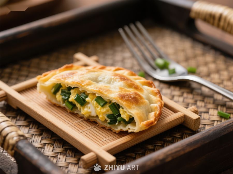 韭菜鸡蛋馅饼，金黄酥脆 423