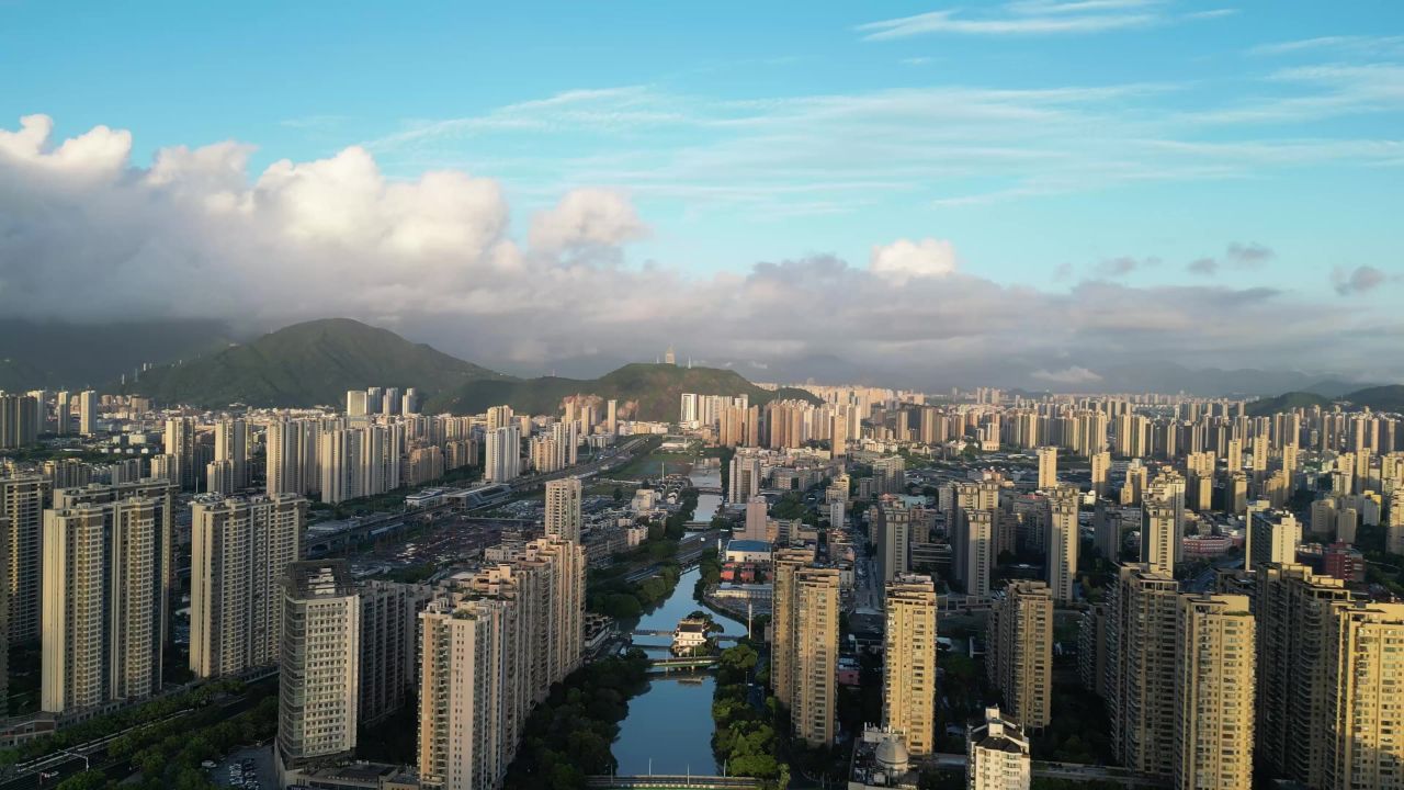 航拍浙江温州城市天际线温州大景温州鹿城区