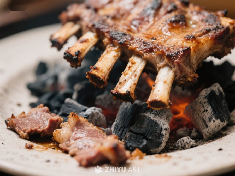 炭火烤羊排，美味诱人