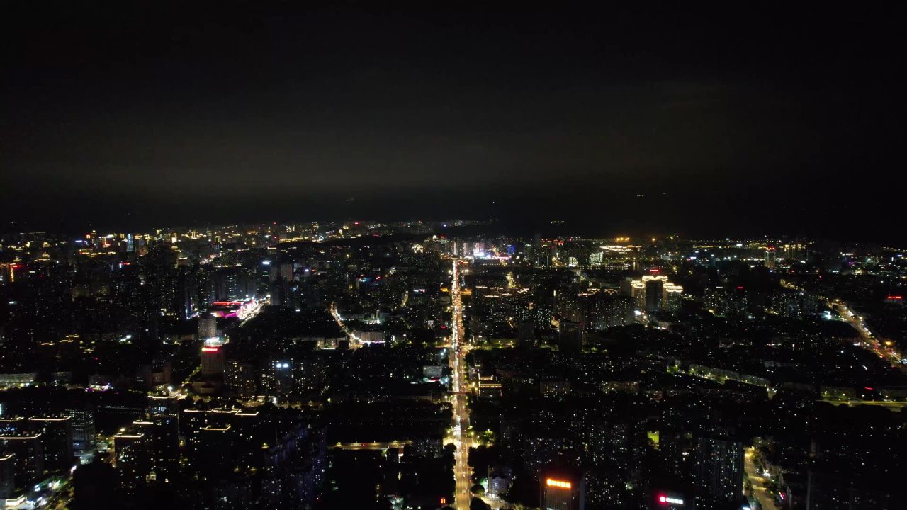 福建福州城市夜景灯光航拍