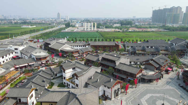 航拍湖北襄阳关胜古镇