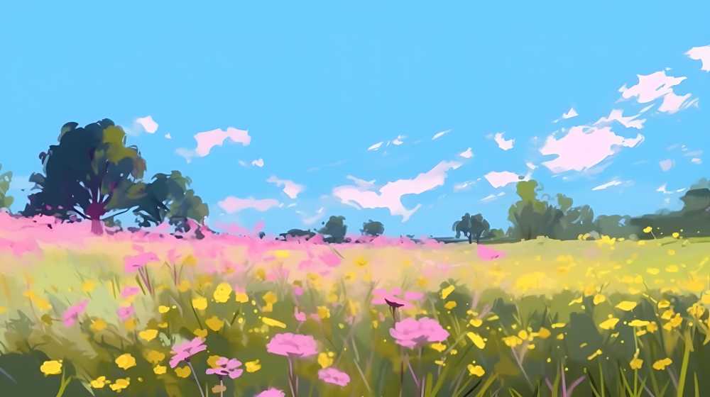 夏季的插画田园自然美景