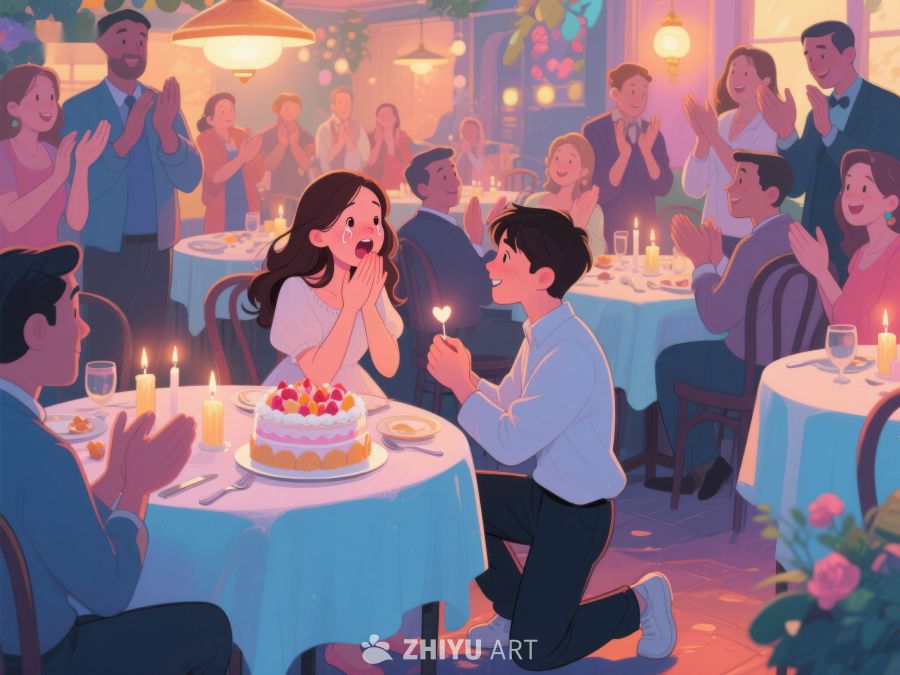 餐厅求婚，众人见证温馨时刻 4