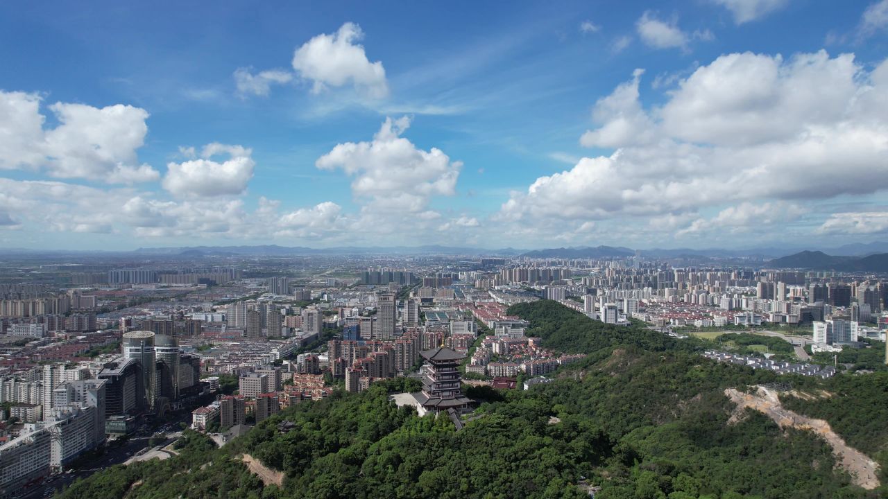 浙江台州城市风光地标建筑航拍 