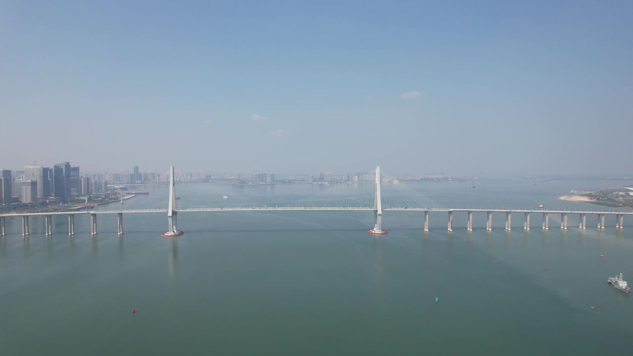 广东湛江湾湛江大桥航拍