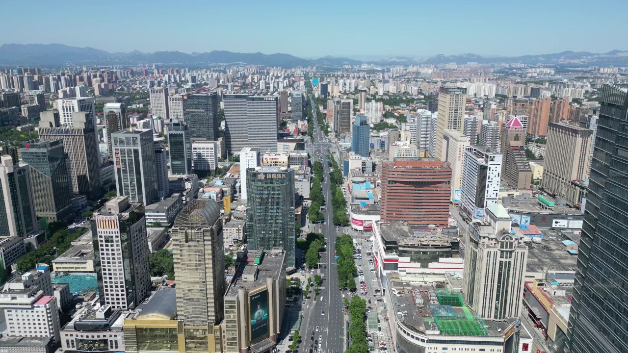  航拍河北石家庄大景石家庄商业高楼