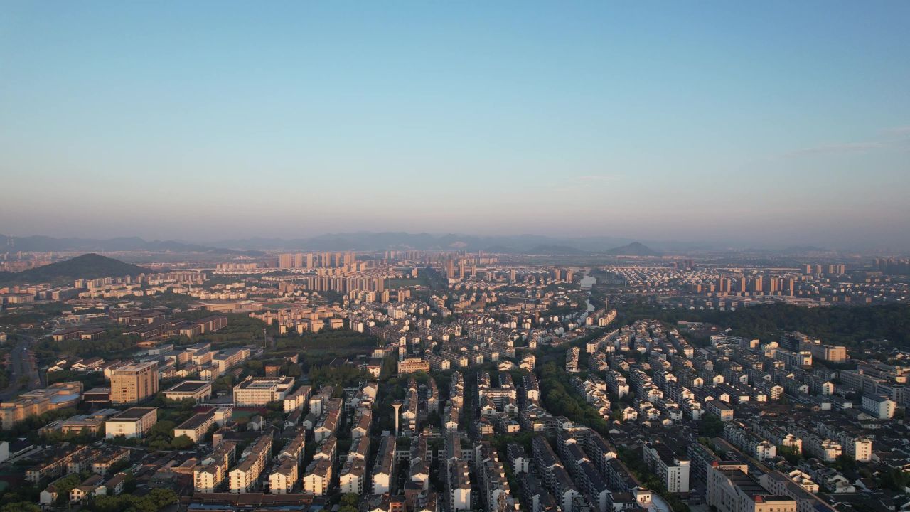 浙江绍兴城市建设城市风光航拍