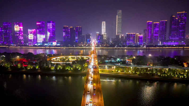 湖南长沙橘子洲大桥夜景