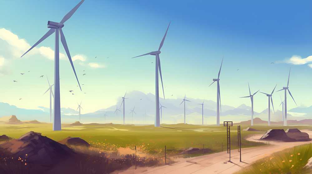 新能源风车插画