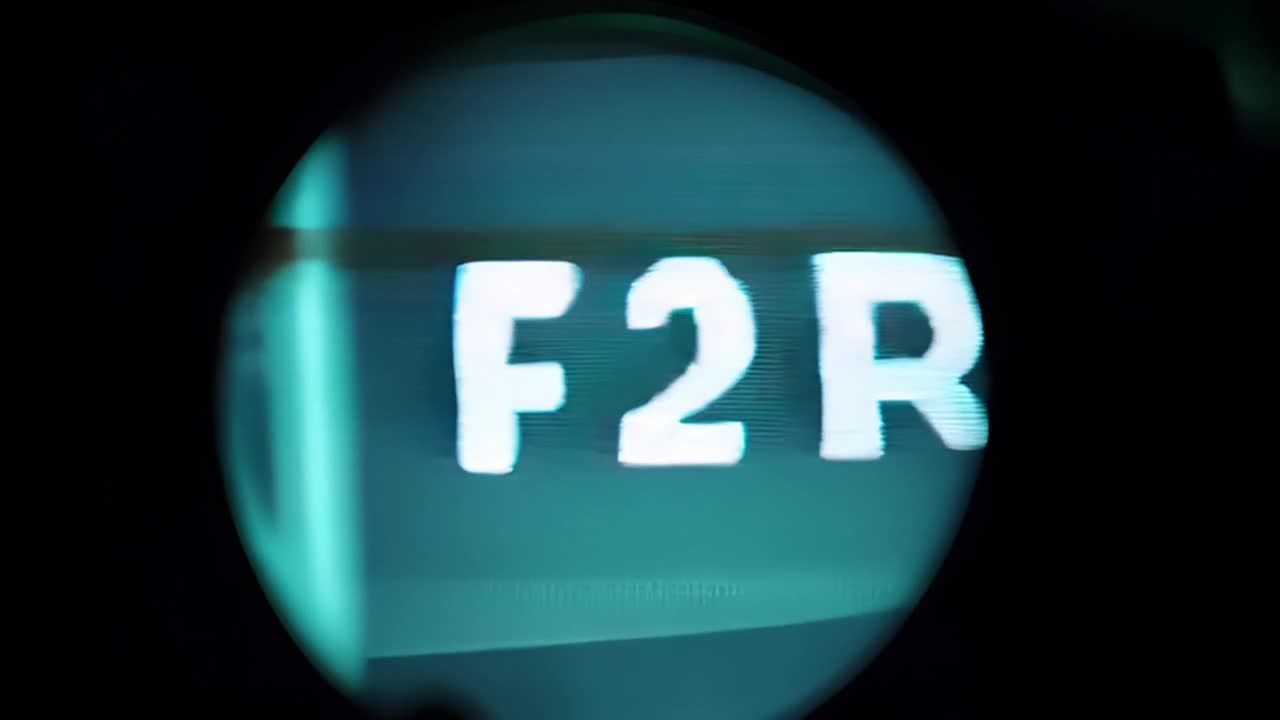 字母“F”、“2”和“R”逐个淡入，并呈现闪烁效果