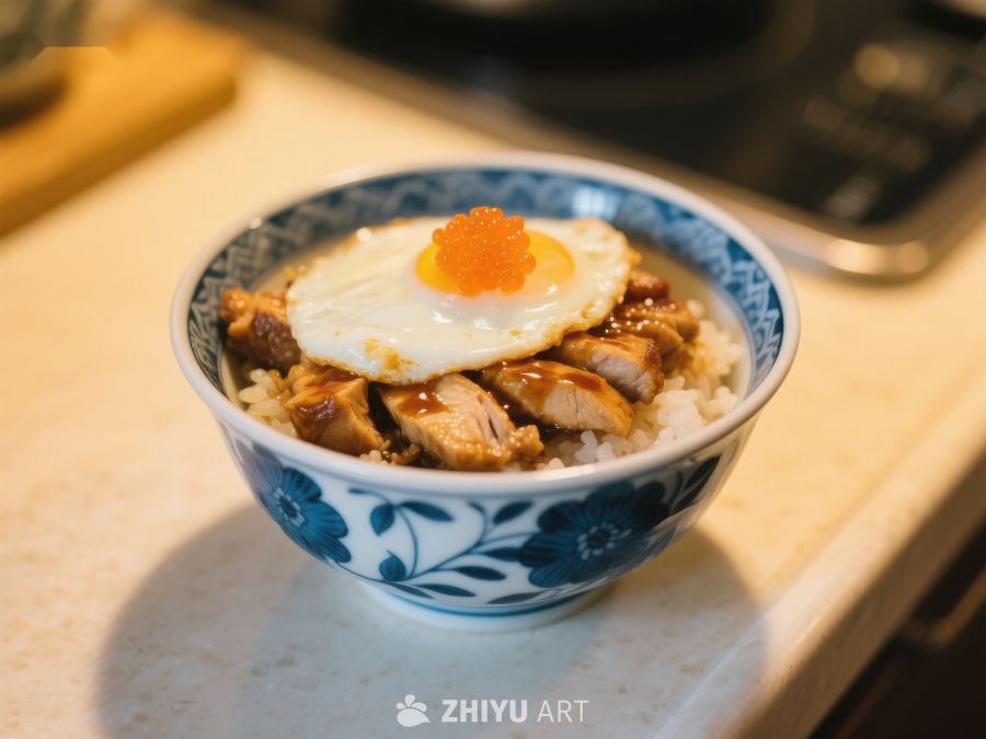 日式叉烧饭配煎蛋和鱼子酱 207
