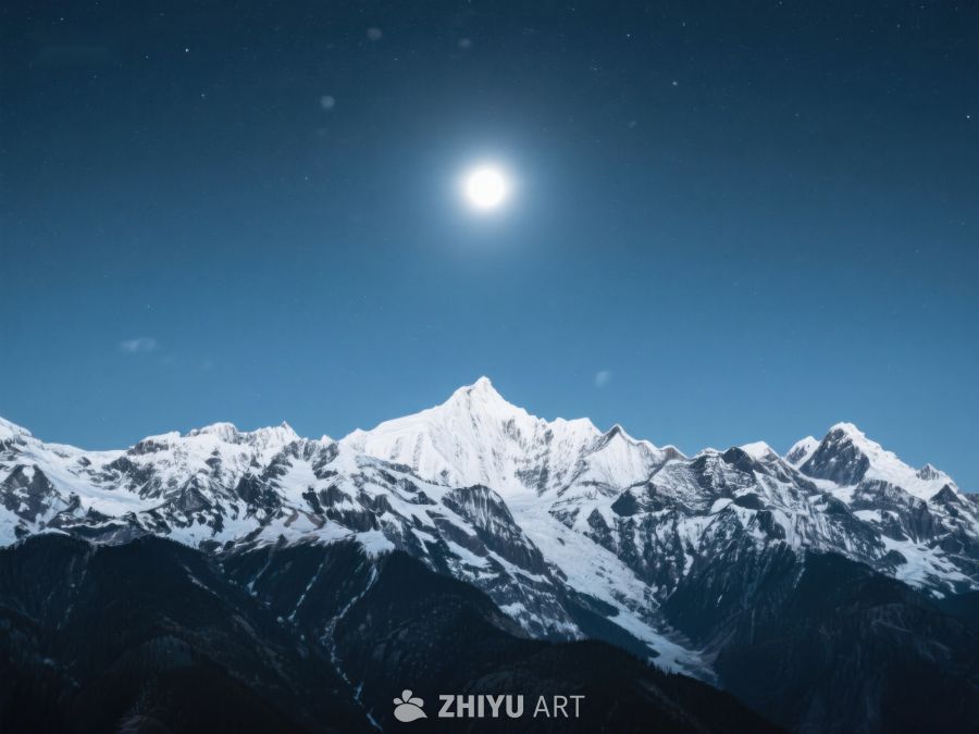 月光下的雪山美景 579