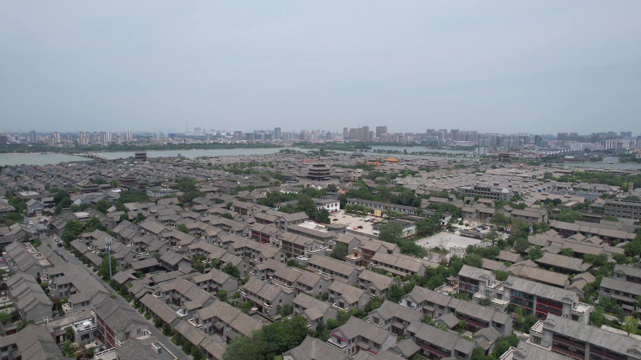 山东聊城城市风光地标建筑航拍