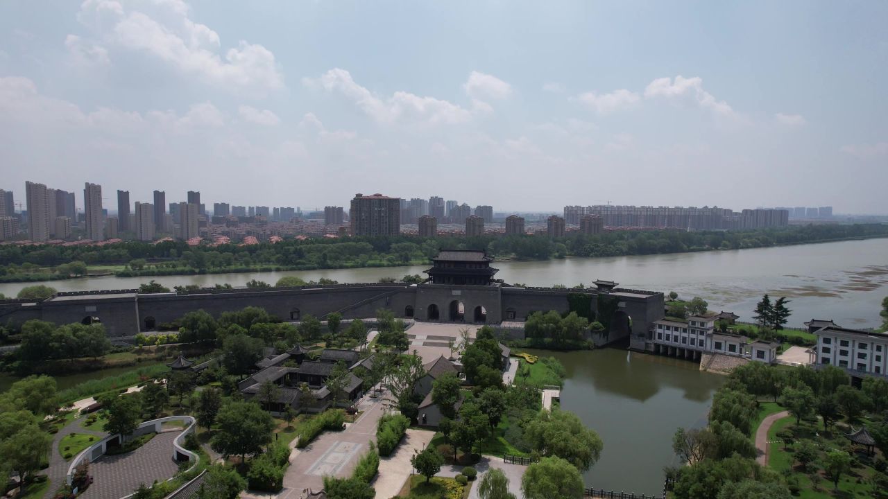 江苏宿迁城市风光地标建筑航拍 