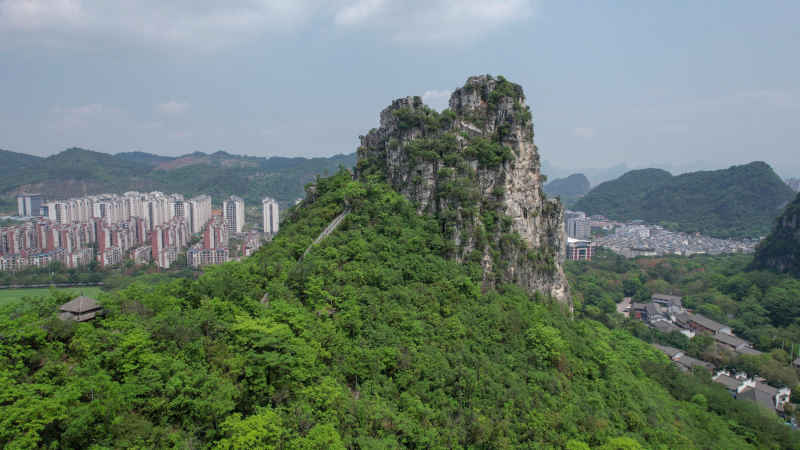 航拍广西柳州马鹿山奇石博览园
