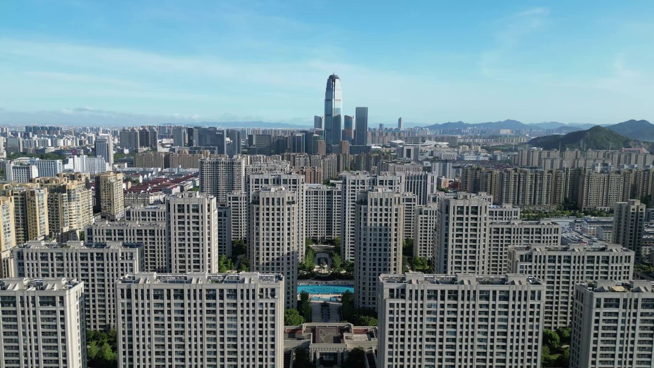 航拍浙江台州城市风光