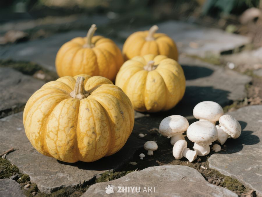 小南瓜与蘑菇的自然组合 412