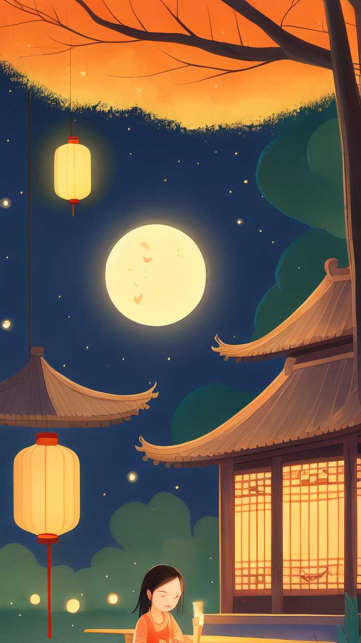 唯美小暑夜晚原创插画海报素材