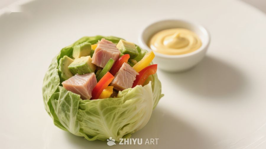 生菜包裹的金枪鱼沙拉