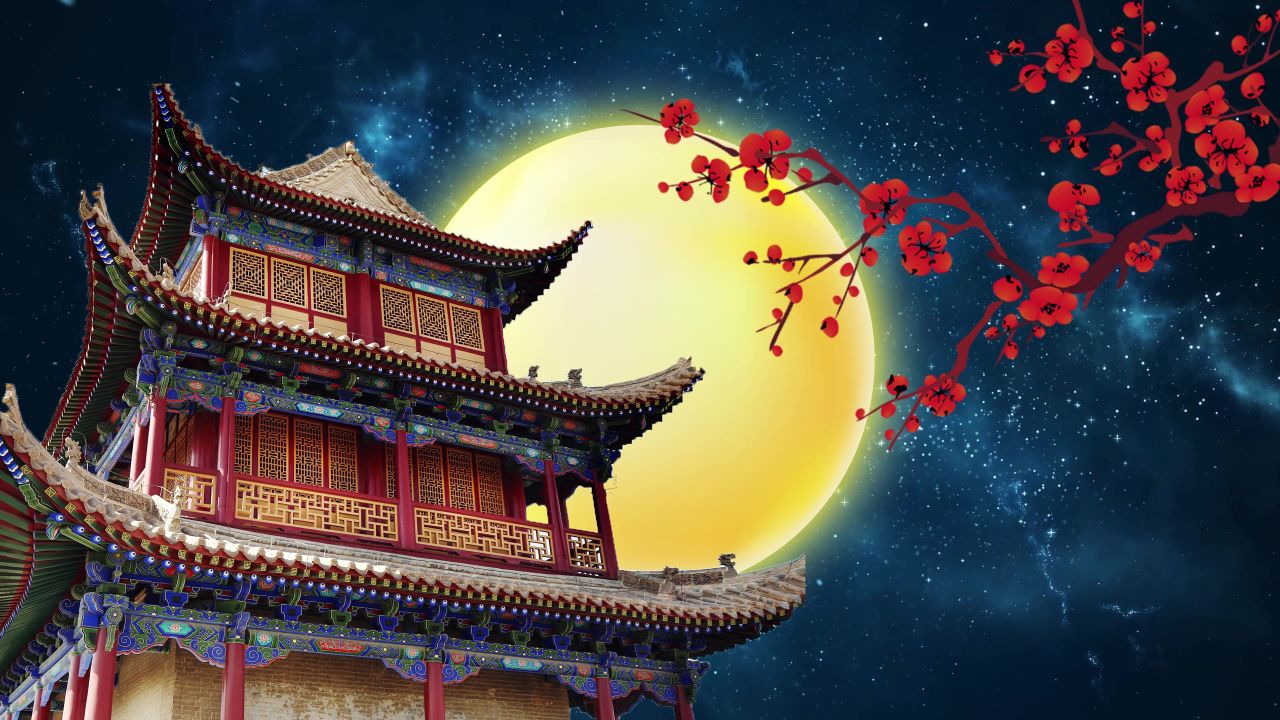 中国风水墨梅花古风戏曲晚会LED视频素材 64