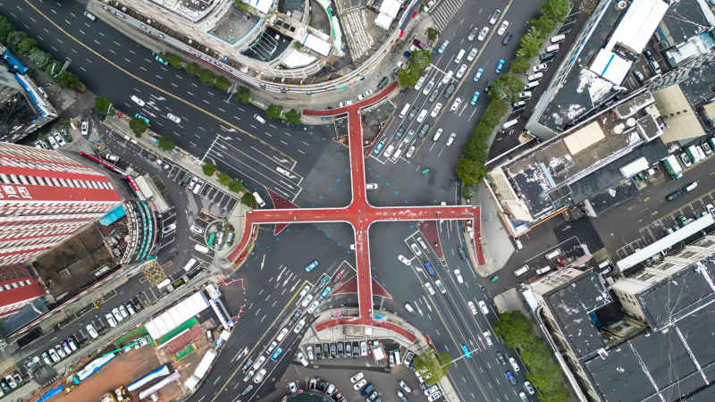 城市高架立交桥交通航拍长沙交通 