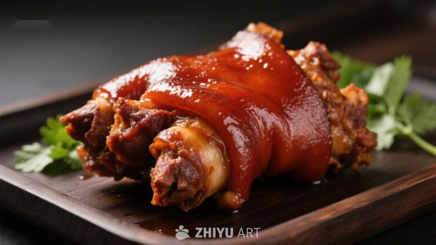 红烧猪蹄，色泽诱人美食