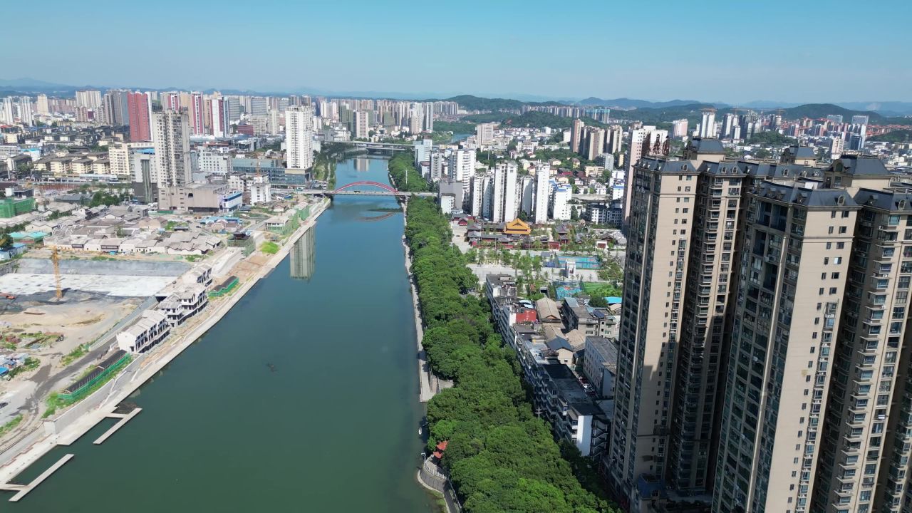 航拍江西宜春建设宜春大景
