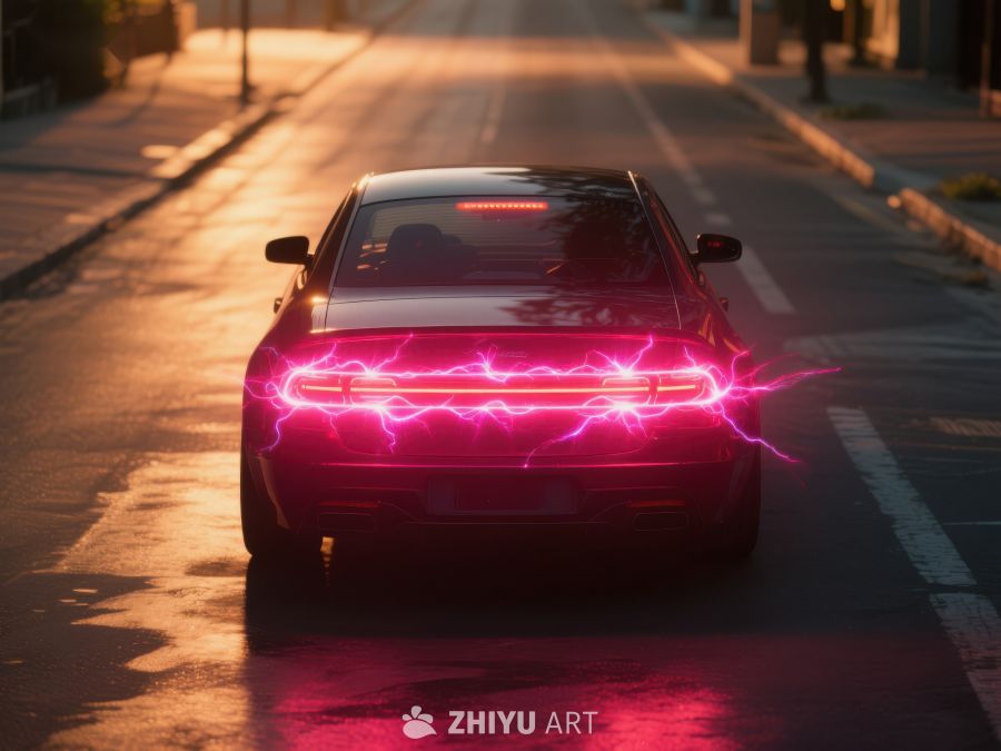 霓虹光芒照亮的汽车夜景 223