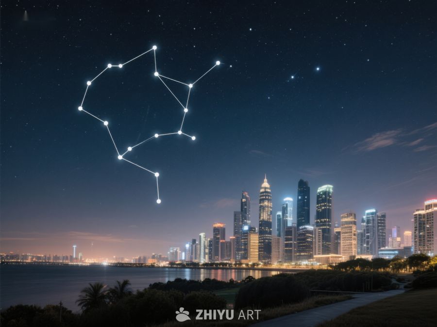 夜空星座与城市天际线 414