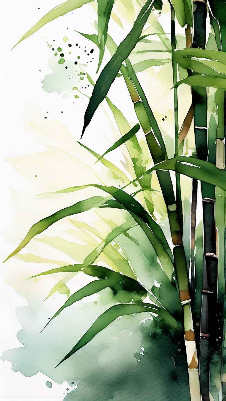 绿竹水墨插画背景图 27