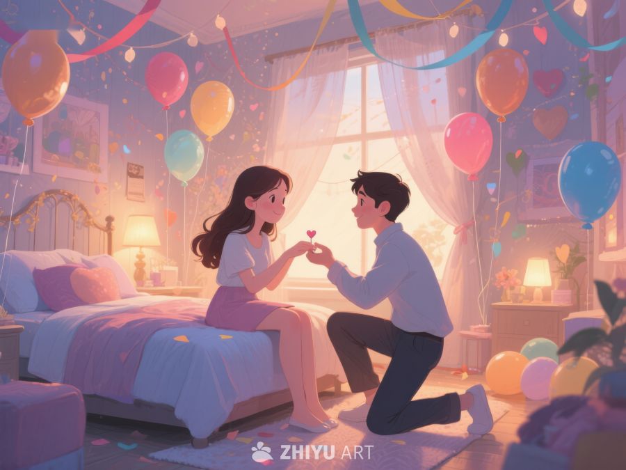 温馨房间内的求婚瞬间 753